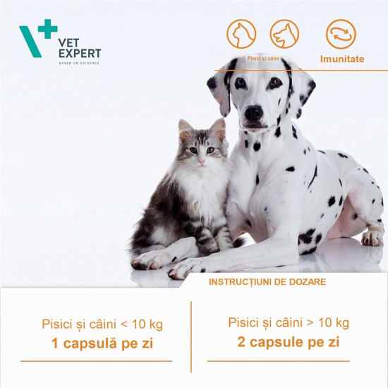 Vetomune Vet Expert – Supliment pentru Îmbunătățirea Imunității la Câini și Pisici, 60 Capsule Twist-Off